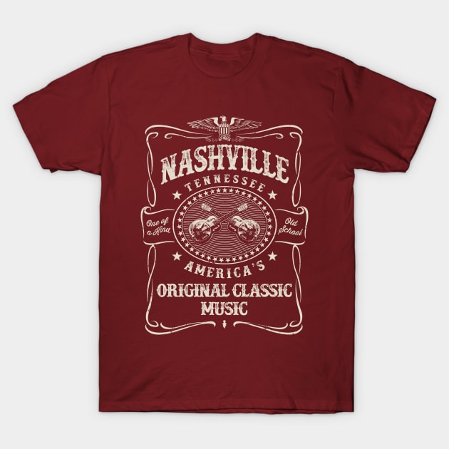 Nashville Music City USA Vintage T-Shirt by Designkix